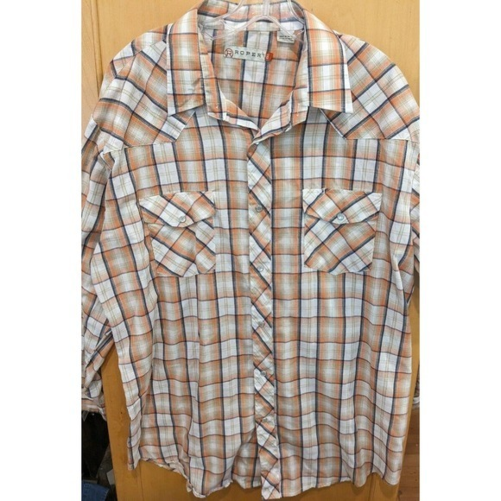 Roper button down size 2XL western mens shirt long sleeve Rodeo Pearl Snap